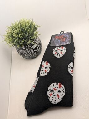 Men's Black Jason Hockey Mask Socks